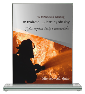 Statuetka szklana za zasługi strażaka 80033 - trofeum szklane straż pożarna 