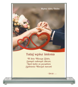 Statuetka szklana 80033 pamiątka ślubu - prezent dla nowożeńców 