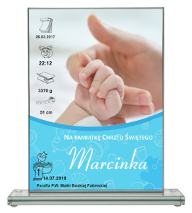 Statuetka szklana 80033 pamiątka Chrztu - prezent na Chrzest Święty