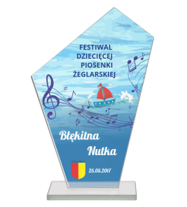 Statuetka szklana muzyka M64 z kolorowym nadrukiem 