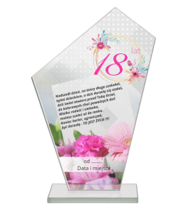 Statuetka szklana na urodziny M64 - prezent urodzinowy 