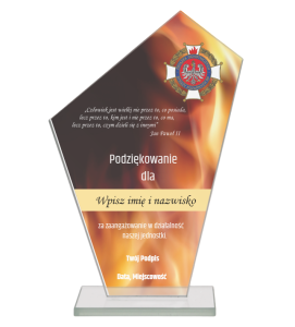 Statuetka szklana straż pożarna M64 - statuetka z logo OSP