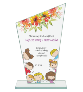 Statuetka szklana na zakończenie roku M73 - podziękowanie dla nauczyciela 