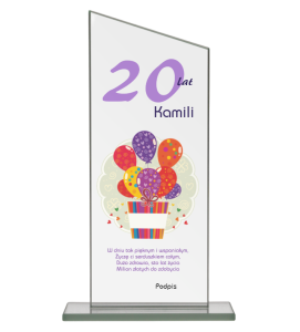 Statuetka szklana na urodziny z nadrukiem M72