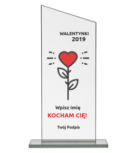 Statuetka szklana na walentynki M72 z nadrukiem uv