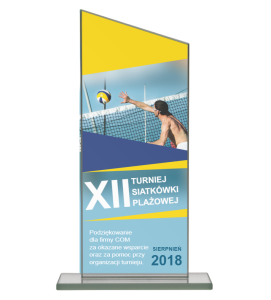 Statuetka szklana M72 z własnym nadrukiem - podziękowanie siatkówka 