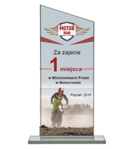 Statuetka szklana z twoim nadrukiem M72 - statuetka na rajd