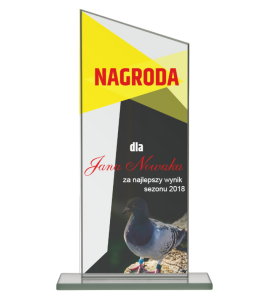 Statuetka szklana dla hodowców gołębi M72 - statuetka z gołębiem 