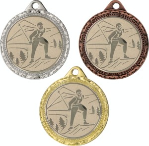 Medal metalowy 3,2 cm MMC1132 - tani medal stalowy biegi narciarskie 