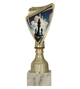 Złoty puchar 9297/CHE crest z nadrukiem  - trofeum szachy
