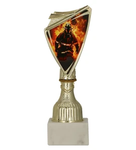Złoty puchar dla strażaka 9297/FIR1 crest z nadrukiem  - trofeum straż pożarna