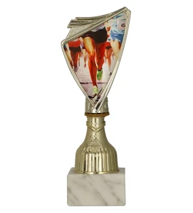 Złoty puchar dla biegacza 9297/RUN crest z nadrukiem  - trofeum biegowe