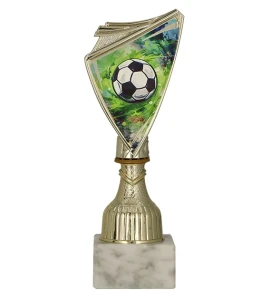 Złoty puchar dla piłkarza 9297/SOC1 crest z nadrukiem  - trofeum piłkarskie