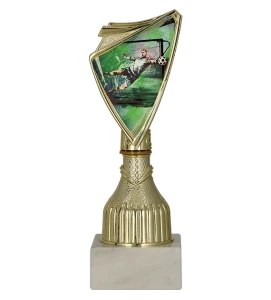 Złoty puchar dla bramkarza 9297/SOC3 crest z nadrukiem  - trofeum piłkarskie
