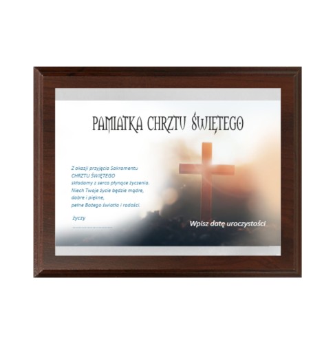 Dyplom drewniany HG265 pamiątka chrztu - grawerton chrzest święty