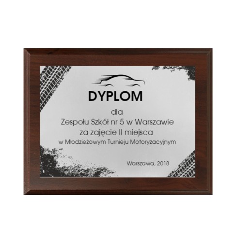 Dyplom drewniany HG265 turniej motoryzacyjny- grawerton motoryzacja