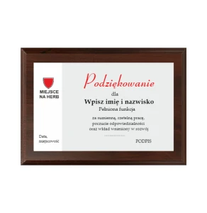 Dyplom drewniany HG265 urzędy- grawerton okolicznościowy