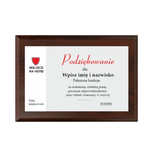 Dyplom drewniany HG265 urzędy- grawerton okolicznościowy
