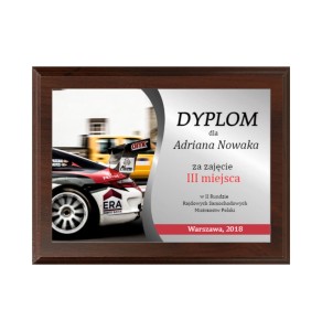 Dyplom drewniany HG265 rajdy samochodowe- grawerton motoryzacja