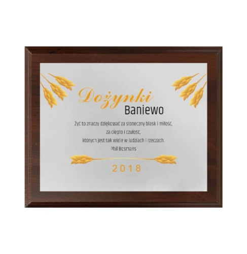 Dyplom drewniany HG265 dożynki - grawerton okolicznościowy