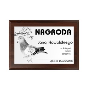 Dyplom drewniany HG265 loty gołębi - grawerton gołębie