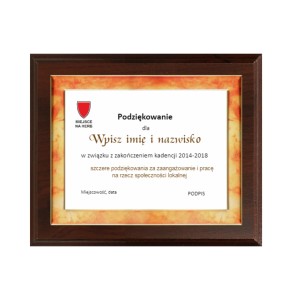 Dyplom drewniany HG7 zakończenie kadencji - grawerton urzędy