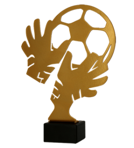 Złota statuetka metalowa piłka nożna bramkarz ML-SOC3