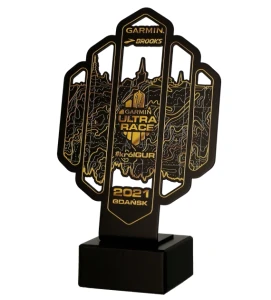 Metalowa statuetka biegowa z nadrukiem UV ultra race