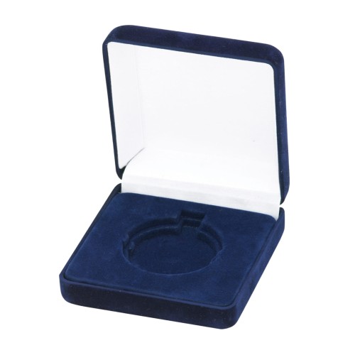 Granatowe welurowe etui na medal 5 cm