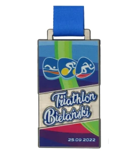 Medal odlewany z kolorowym nadrukiem - medal triathlon