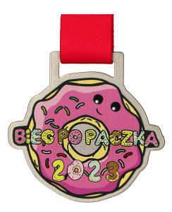 Medal metalowy cięty laserem z kolorowym nadrukiem - medal biegi