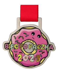 Medal metalowy cięty laserem z kolorowym nadrukiem - medal biegi
