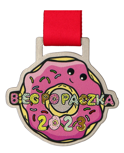 Medal metalowy cięty laserem z kolorowym nadrukiem - medal biegi