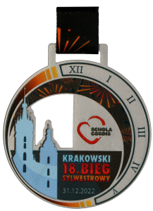 Medal metalowy lasercut z nadrukiem uv - medal biegowy