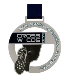 Medal metalowy lasercut z nadrukiem - medal cross run