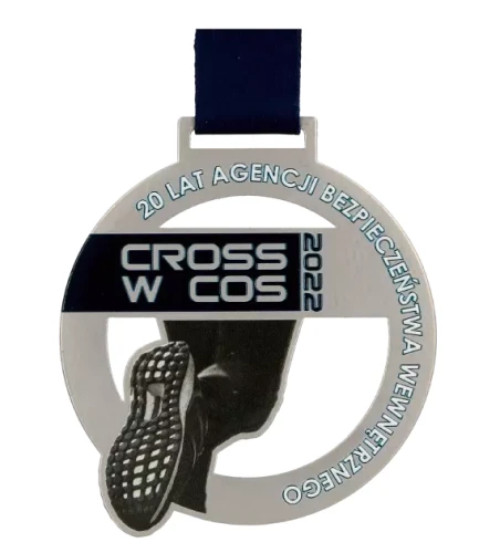 Medal metalowy lasercut z nadrukiem - medal cross run.webp