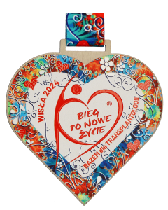 Medal metalowy lasercut serce z kolorowym nadrukiem - medal w kształcie serca