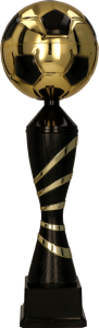 Czarno złoty puchar metalowy piłka 4209 - trofeum sportowe