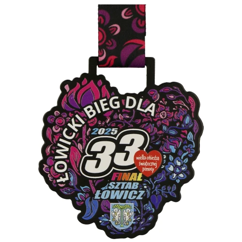 Medal metalowy lasercut z kolorowym nadrukiem - medal wośp