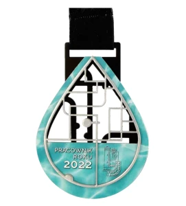 Ażurowy medal metalowy z nadrukiem strukturalnym - medal dla pracownika