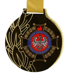 Medal metalowy osp dla strażaka z kolorowym nadrukiem standard plus
