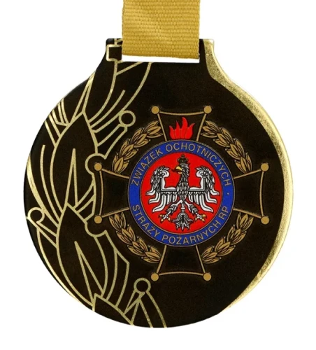 Medal metalowy osp dla strażaka z kolorowym nadrukiem standard plus