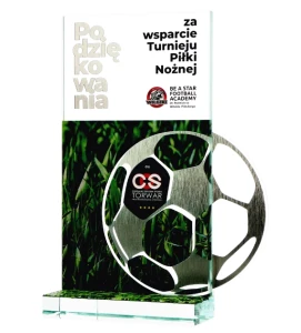 Szklana statuetka z nadrukiem soccer  1