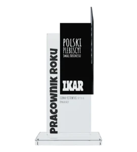 Elegancka statuetka biznesowa ze szkła i metalu