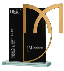 Statuetka biznesowa mentoring - nagroda biznesowa metal szkło