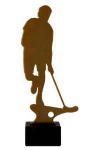 Złota statuetka metalowa unihokej ML-FLO-PW