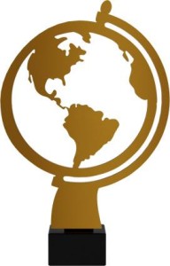 Złota statuetka metalowa globus ML-GLO-PW
