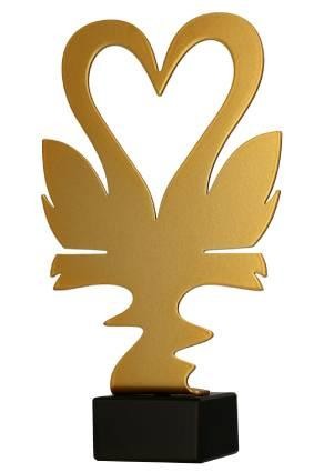 Złota statuetka metalowa serce ML-HEA4-PW