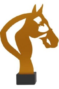 Złota statuetka metalowa jeździectwo ML-HOR3-PW