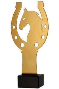 Złota statuetka metalowa jeździectwo ML-HOR4-PW